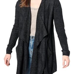 Barefoot Dreams Black Cardigan Sweater with Waterfall Front